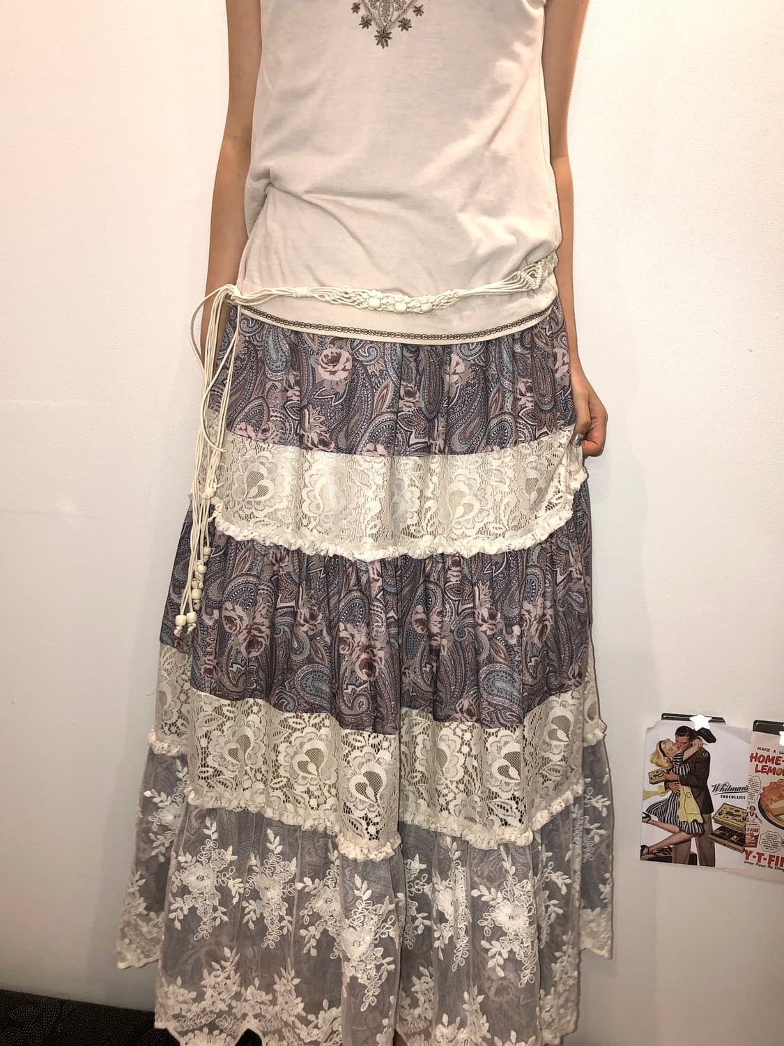 jpn vintage 보헤미안 레이스 맥시스커트 상품이미지2