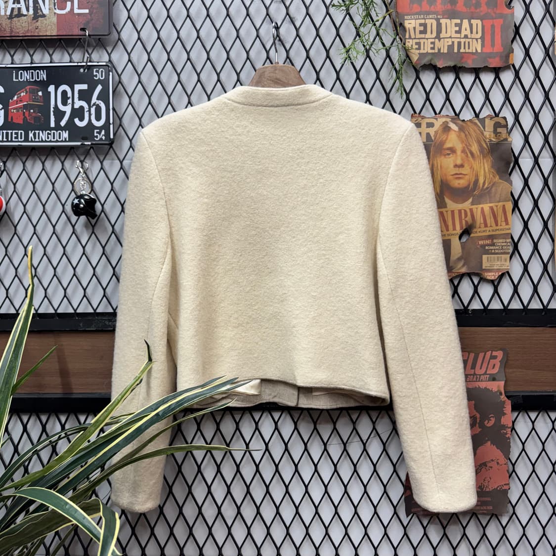 USA VINTAGE 크롭 울 가디건 전면 투포켓 포인트 아이보리 상품이미지2