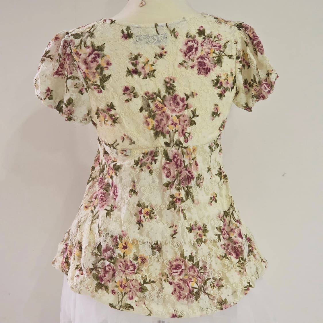 핀터깔 플라워 레이스 모리걸st 로맨틱 퍼프블라우스 상품이미지3