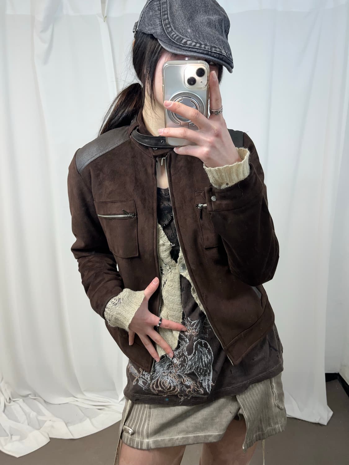 Y2K 브라운 스웨이드 자켓 상품이미지3