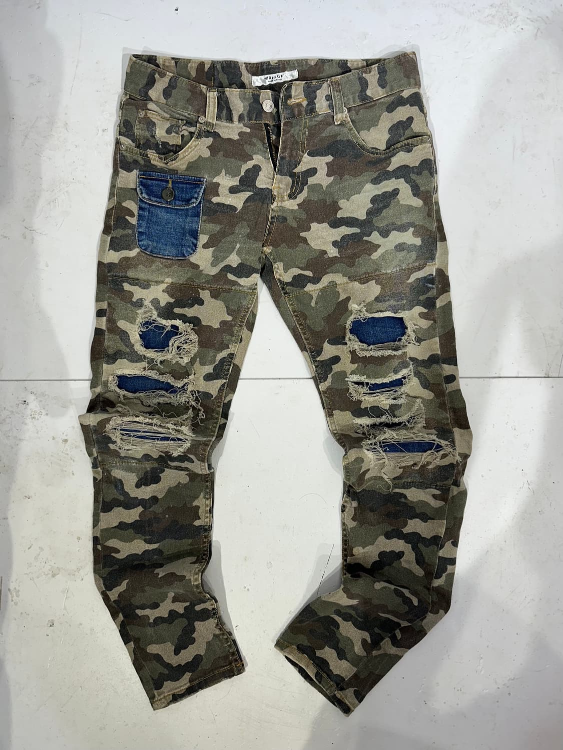 빈티지 카키 카모 밀리터리 카고 팬츠  상품이미지4