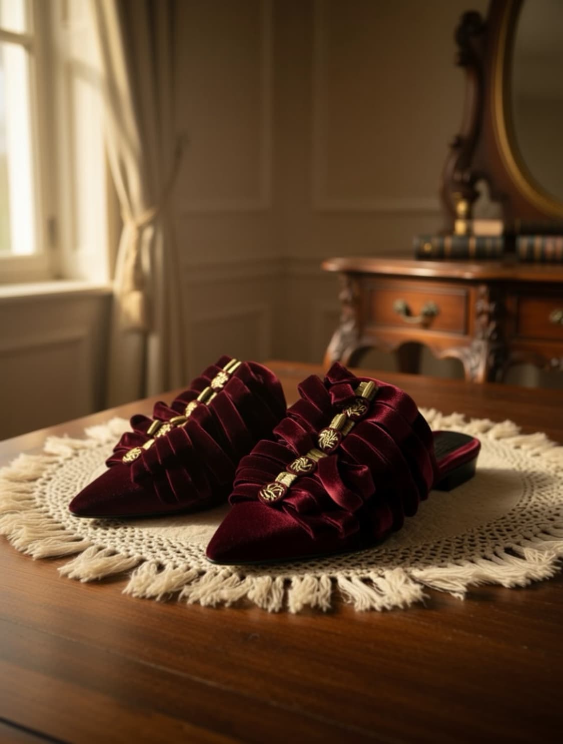 36/ 90s 이탈리아 꾸뛰르 무드 벨벳 뮬 디자이너 아틀리에 슈즈 상품이미지2