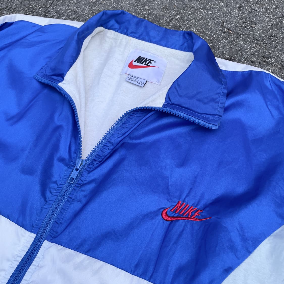 90s 나이키 포카리 화이트 블루 올드스쿨 트랙자켓 바람막이 XL 상품이미지5