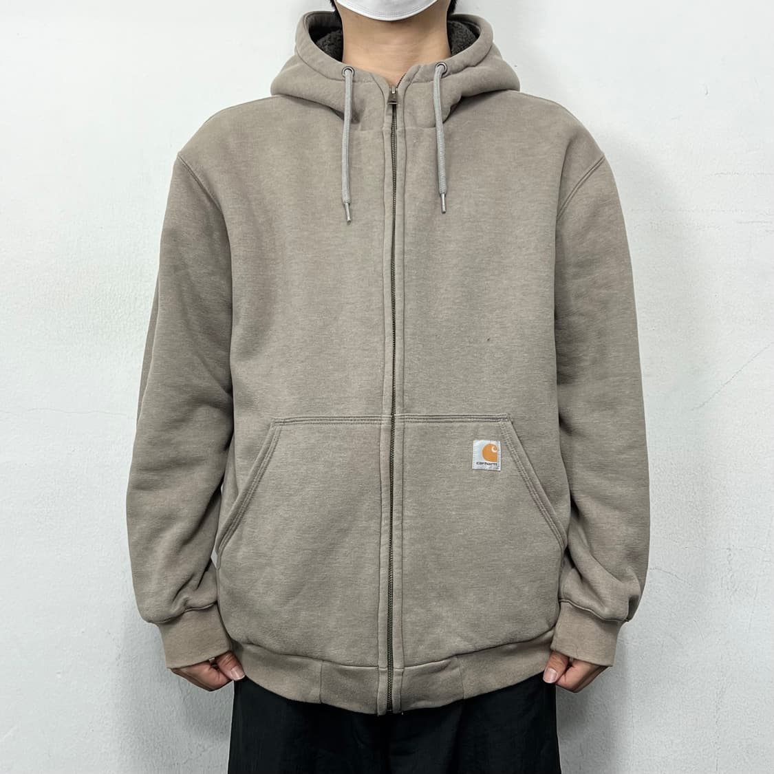 칼하트 오리지널 사각로고 후드집업 그레이 상품이미지1