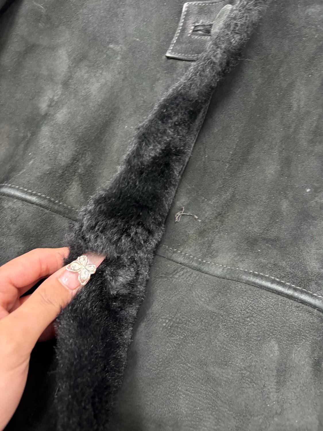 블랙 양가죽 스웨이드 무스탕 코트 #82 상품이미지5