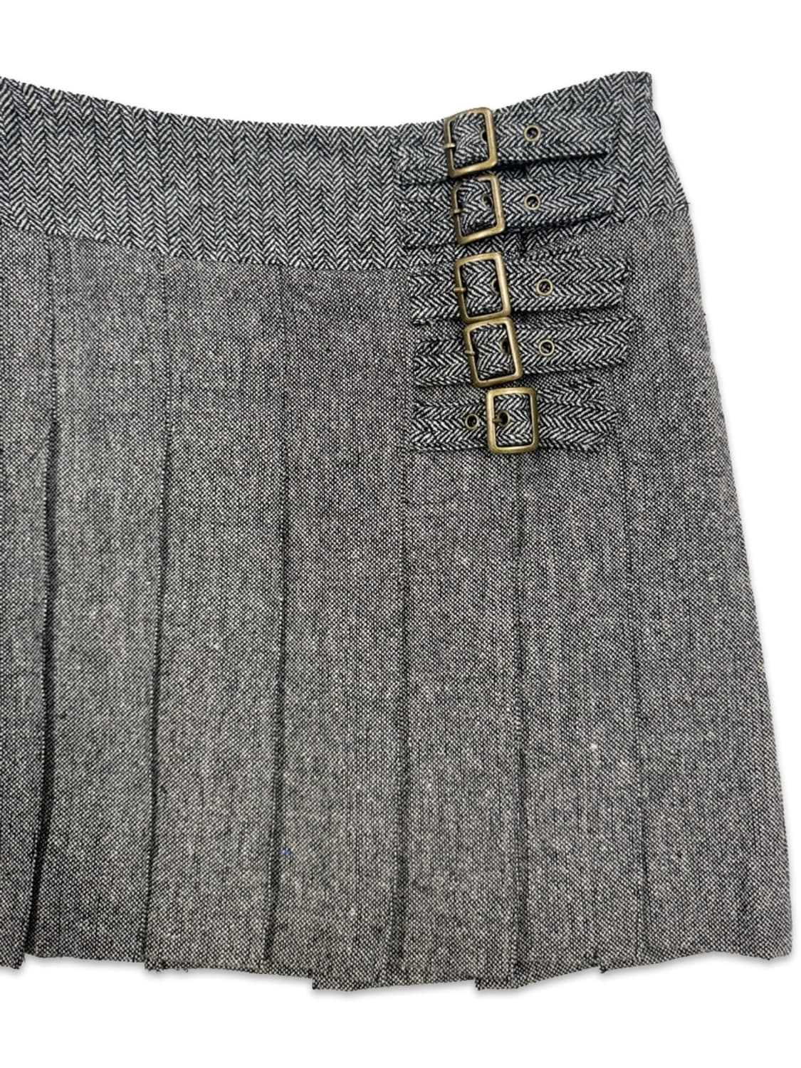 빈티지 그레이 버클 플리츠 미니 스커트 상품이미지2
