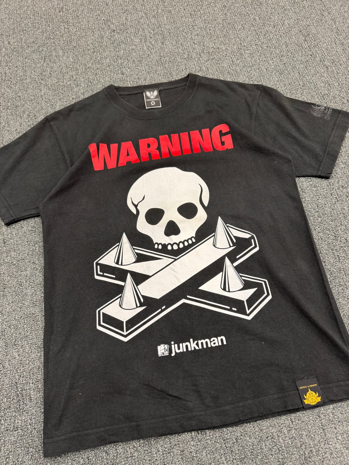 M)Kinnikuman 빈티지 Junkman 스컬 프린팅 반팔 상품이미지2