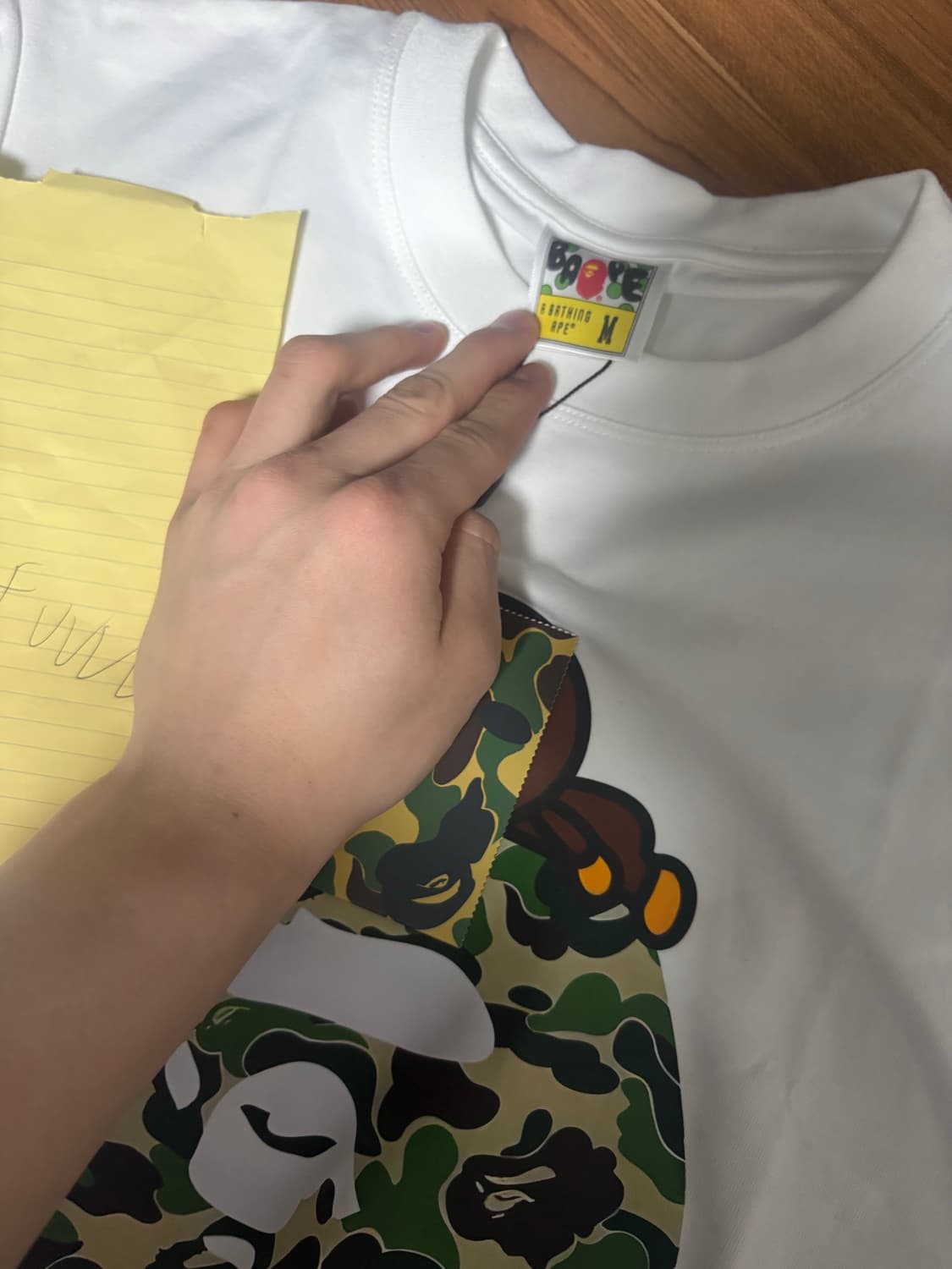 베이프 ABC 카모 마일로 온 빅 에이프 티셔츠 화이트 그린 상품이미지2