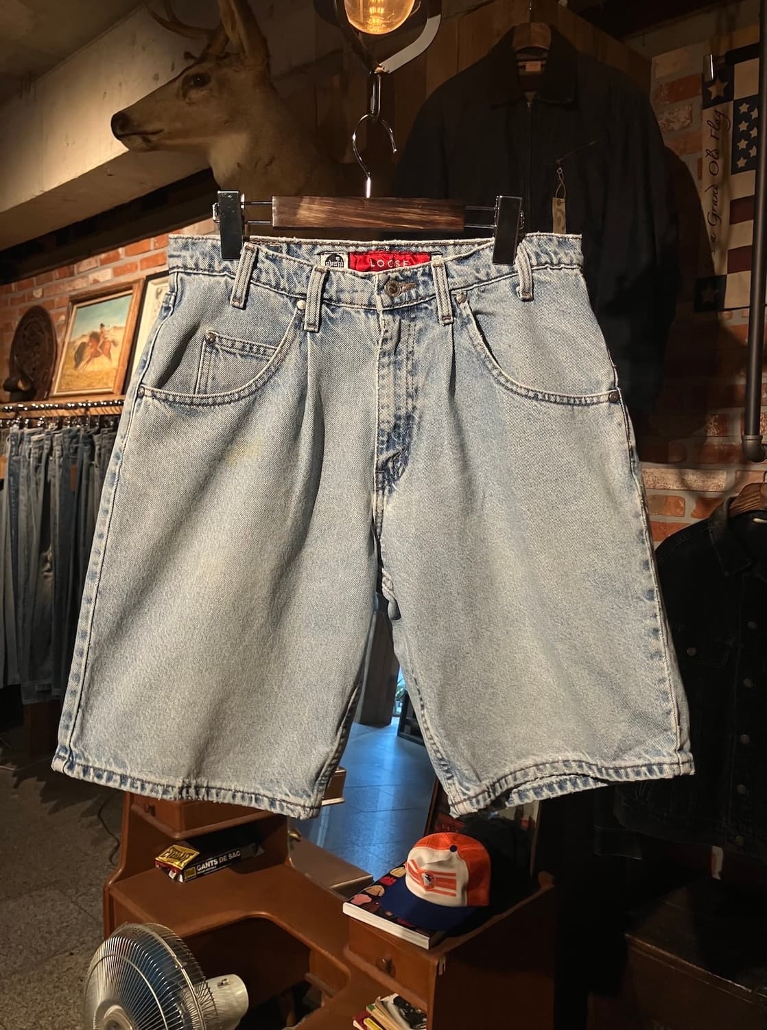 90s USA 빈티지 리바이스 실버탭 루즈 데님 쇼츠 하프 팬츠 상품이미지2