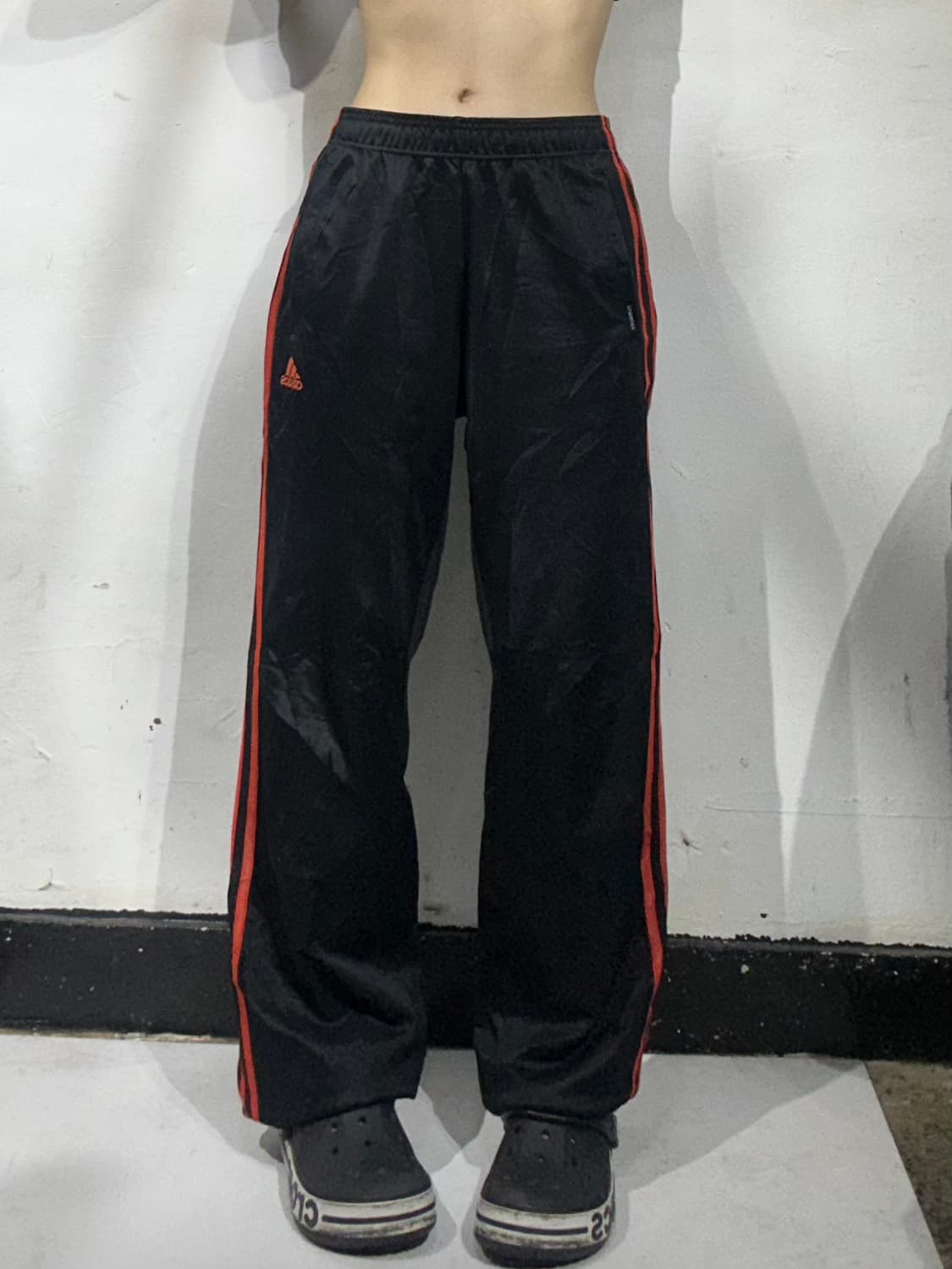 00s 아디다스 블랙 오렌지 삼선 와이드 팬츠 S 상품이미지2