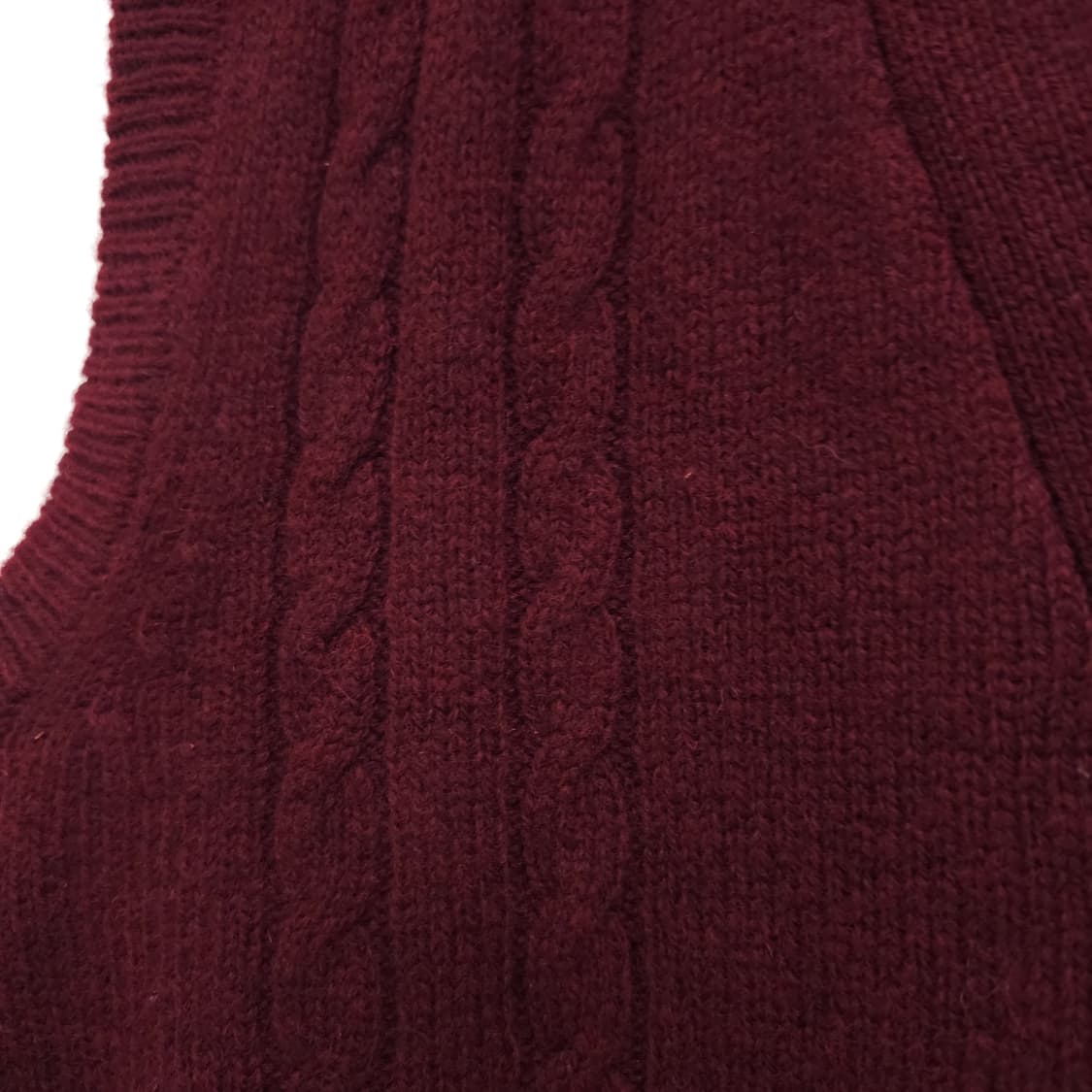 울 100% 버건디 꽈배기 니트 조끼 베스트 일본빈티지 상품이미지5