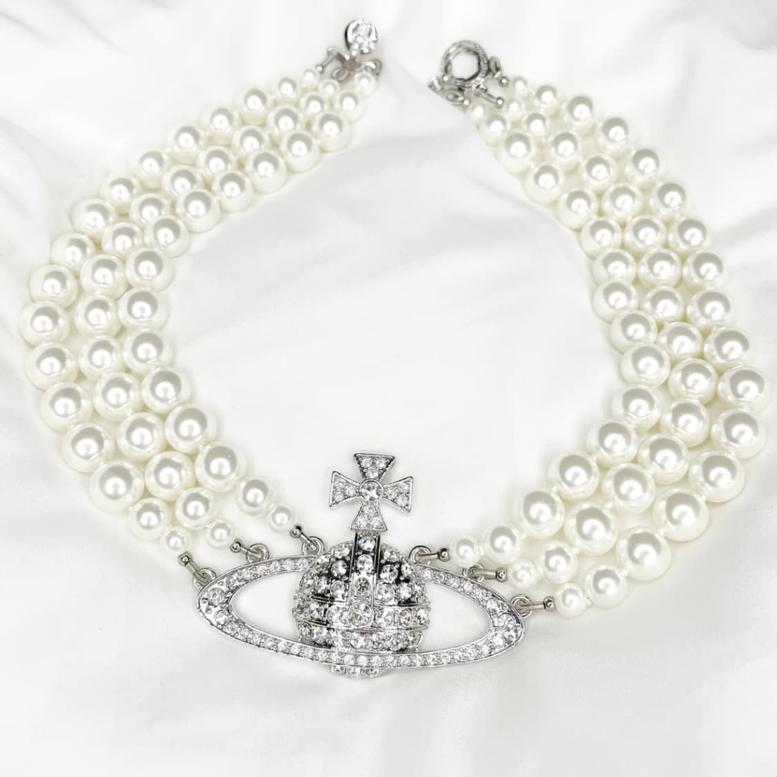 비비안위스트우드 아카이브 트리플 레이어 진주 펄 톤 오브 초커 목걸이 상품이미지4