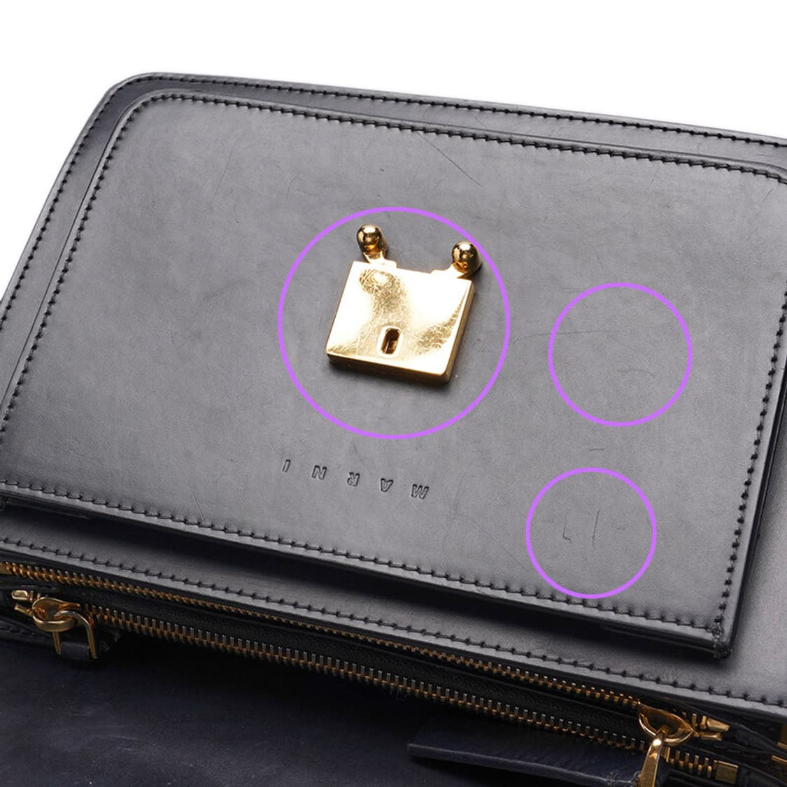 (중고) 마르니 블랙 카프스킨 트렁크 미듐 숄더백 상품이미지9