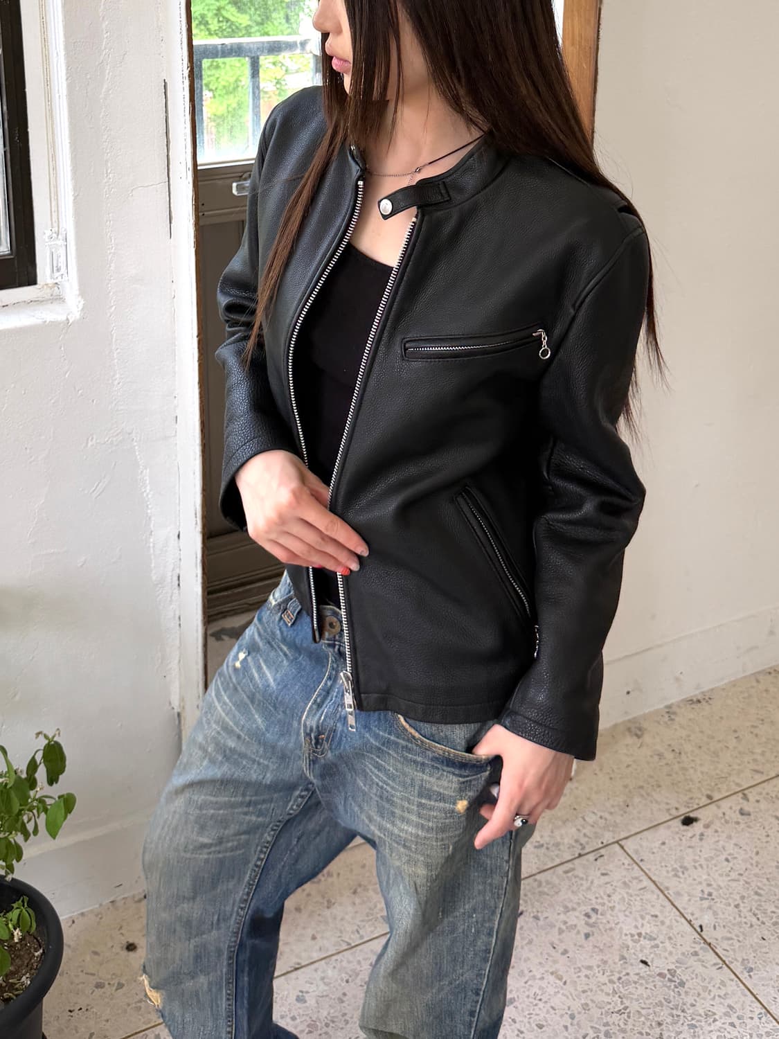 싱글 라이더 레더 자켓 상품이미지5