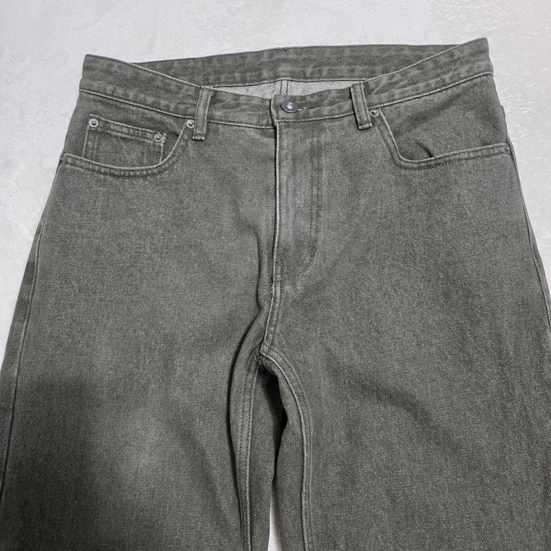 (32)질스튜어트맨 슬릿 데님 팬츠 카키 상품이미지2