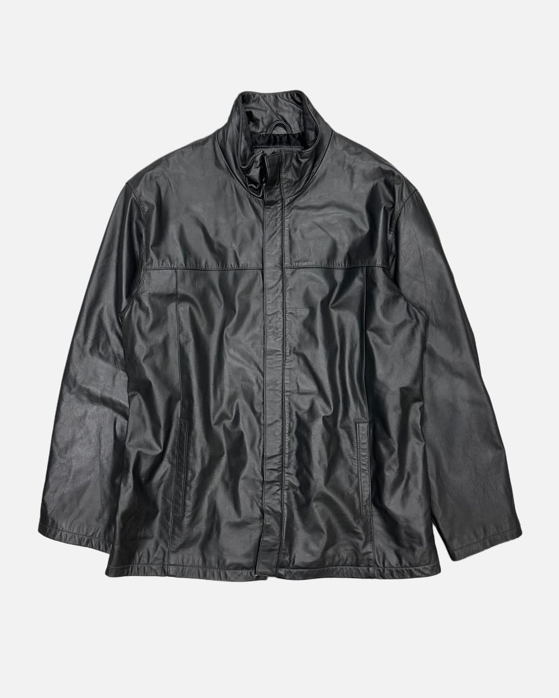 BXBK grey leather zip-up jacket 상품이미지2