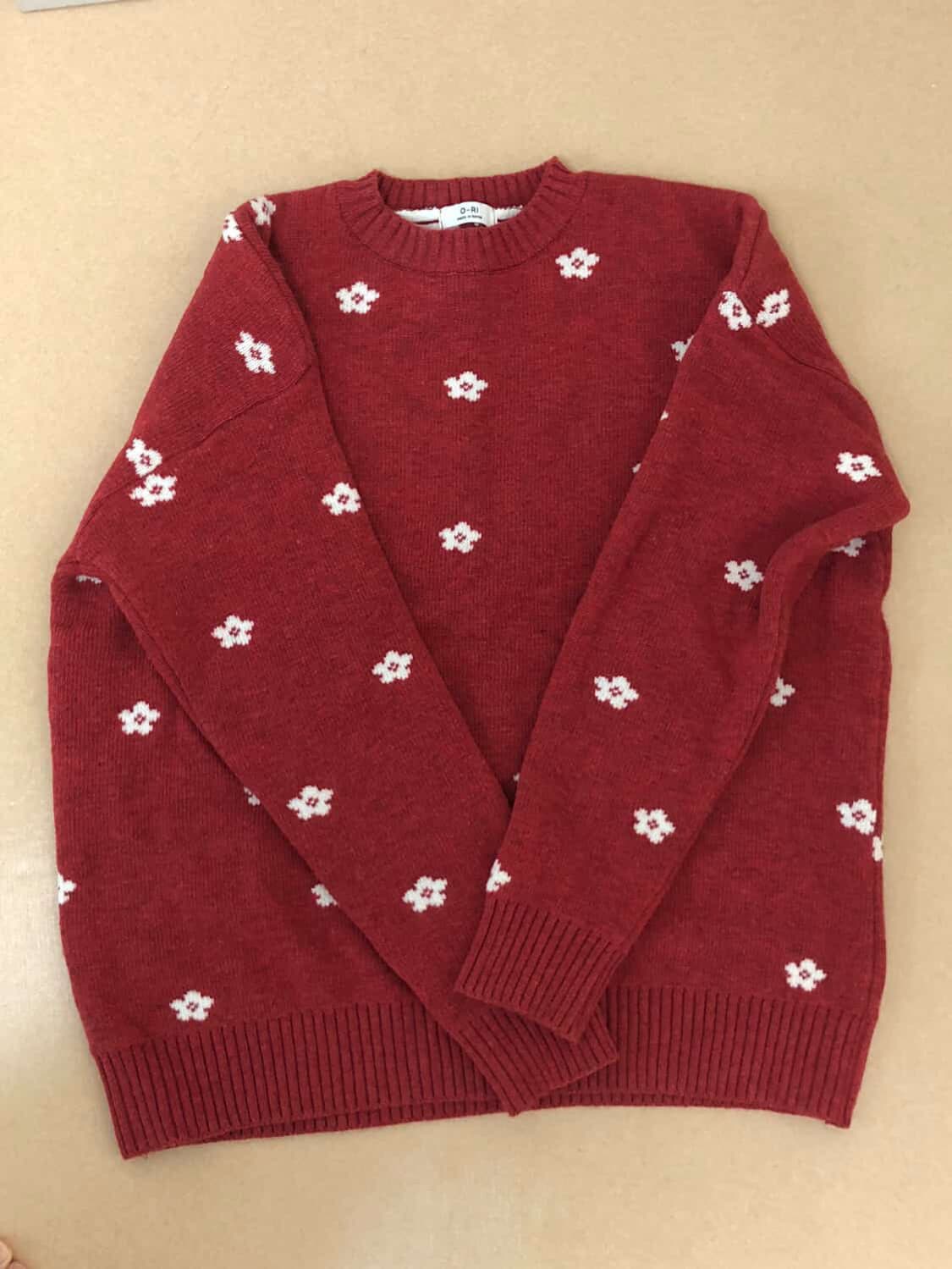 팜므뮤즈 버건디 패턴 니트 지그재그 에이블리 상품이미지1