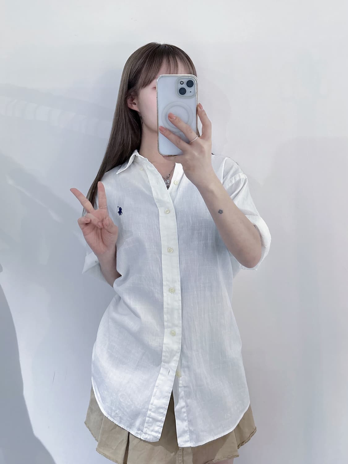 폴로랄프로렌 네이비포니 화이트 반팔 셔츠 상품이미지2