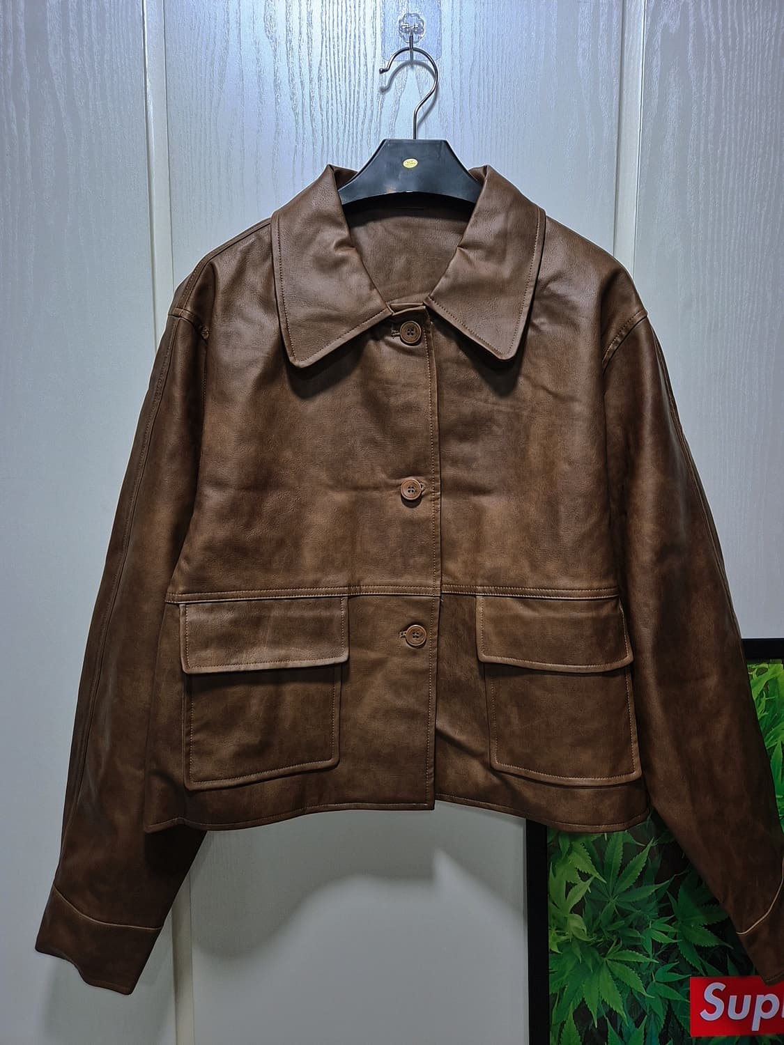 Jellpe. 초코브라운 가죽자켓 상품이미지1