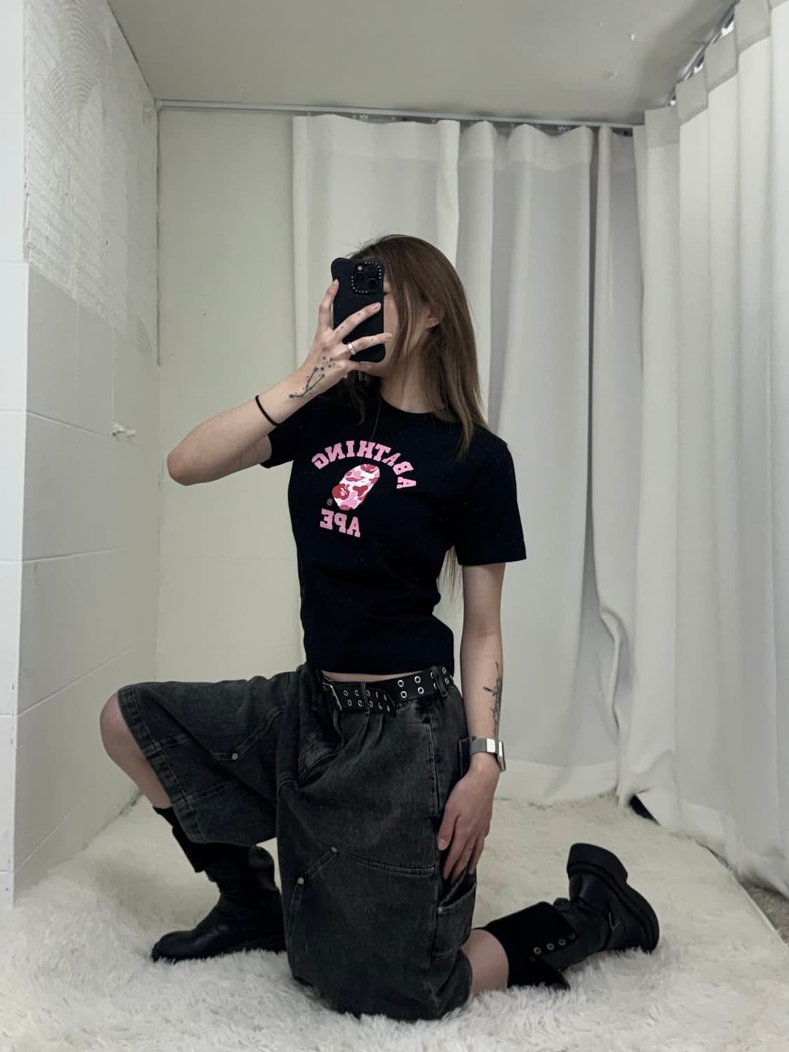 핑크 카모 베이프키즈 헤드티 상품이미지1