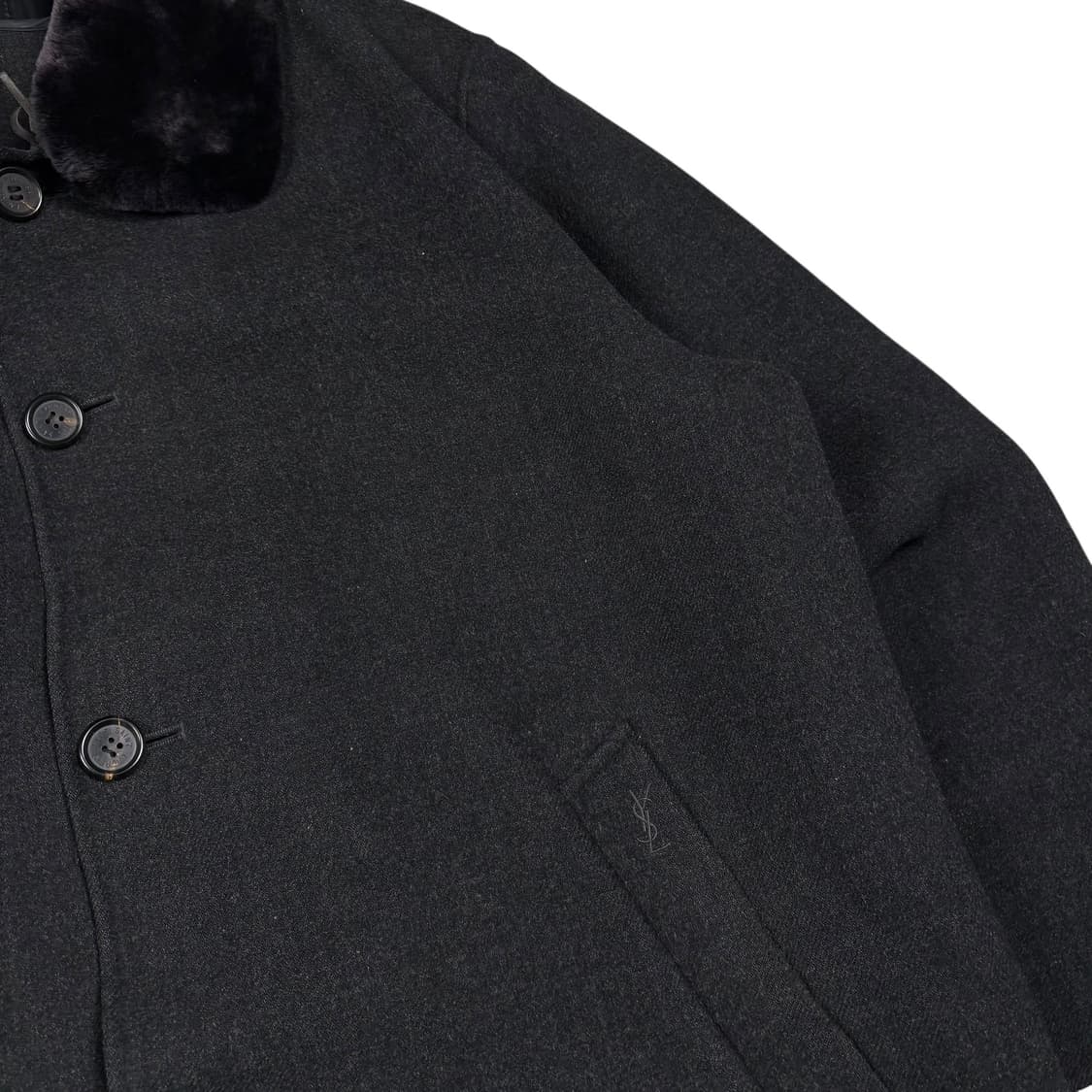 입생로랑 아카이브 자수로고 퍼&내피 탈부착 하프코트 상품이미지2