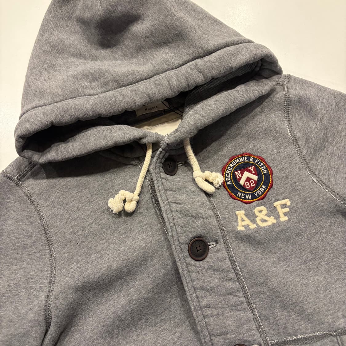 [S] 아베크롬비 버튼 회색 후드 집업 C632 상품이미지3