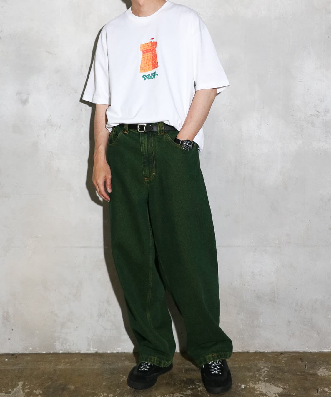 폴라스케이트 빅보이팬츠 그린컬러(샤르트뢰즈 블루) 상품이미지3