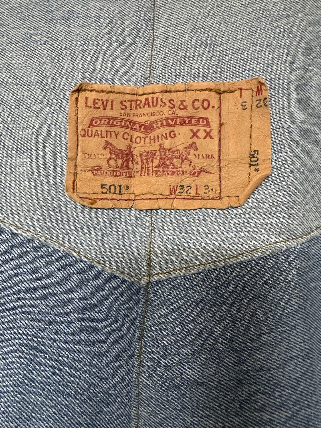 리바이스Levis 리메이크 패치워크 데님롱코트 XXL 오버핏 빈티지 상품이미지8