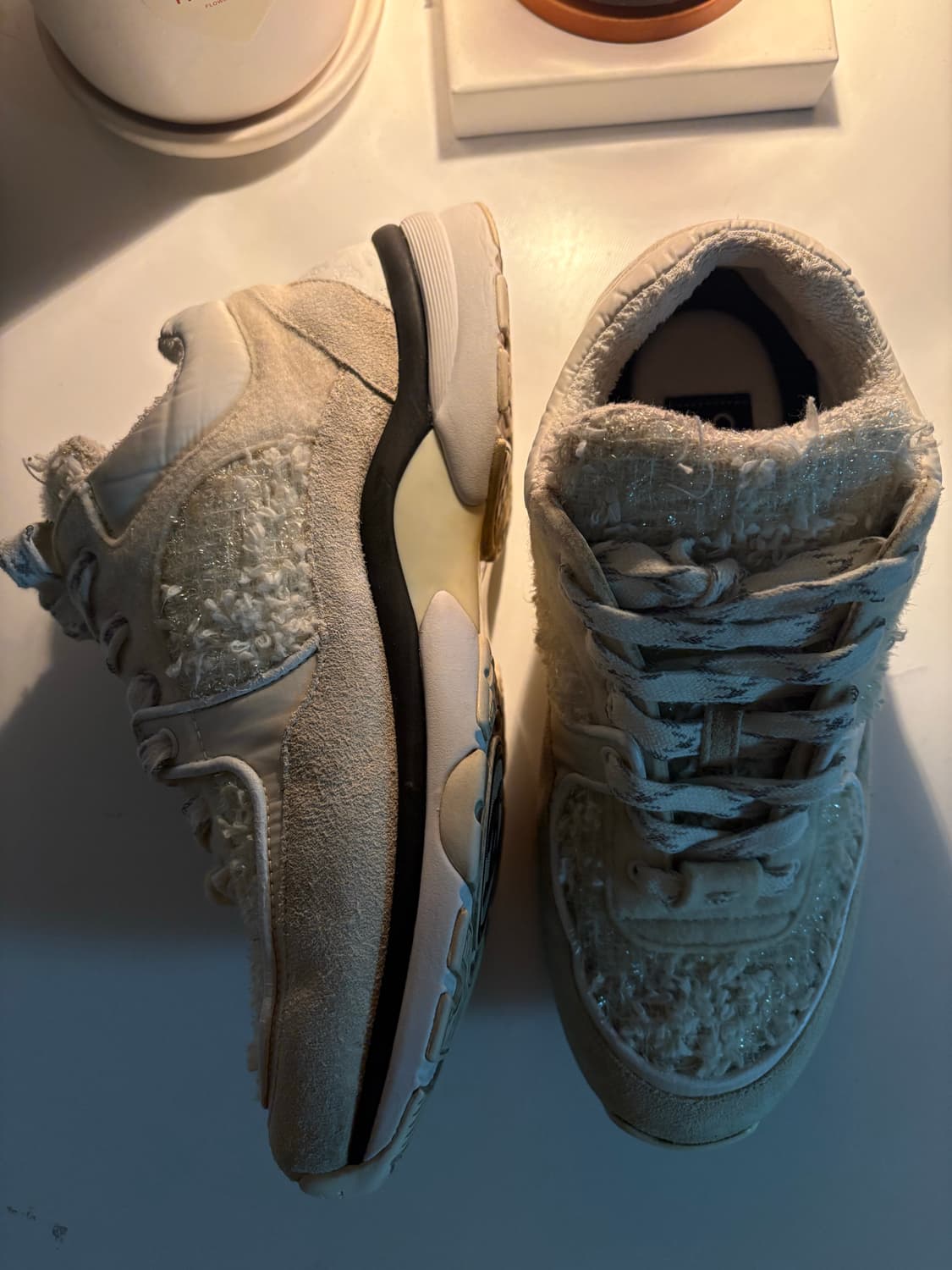 샤넬 트위드 스니커즈 아이보리 색상 37 상품이미지5