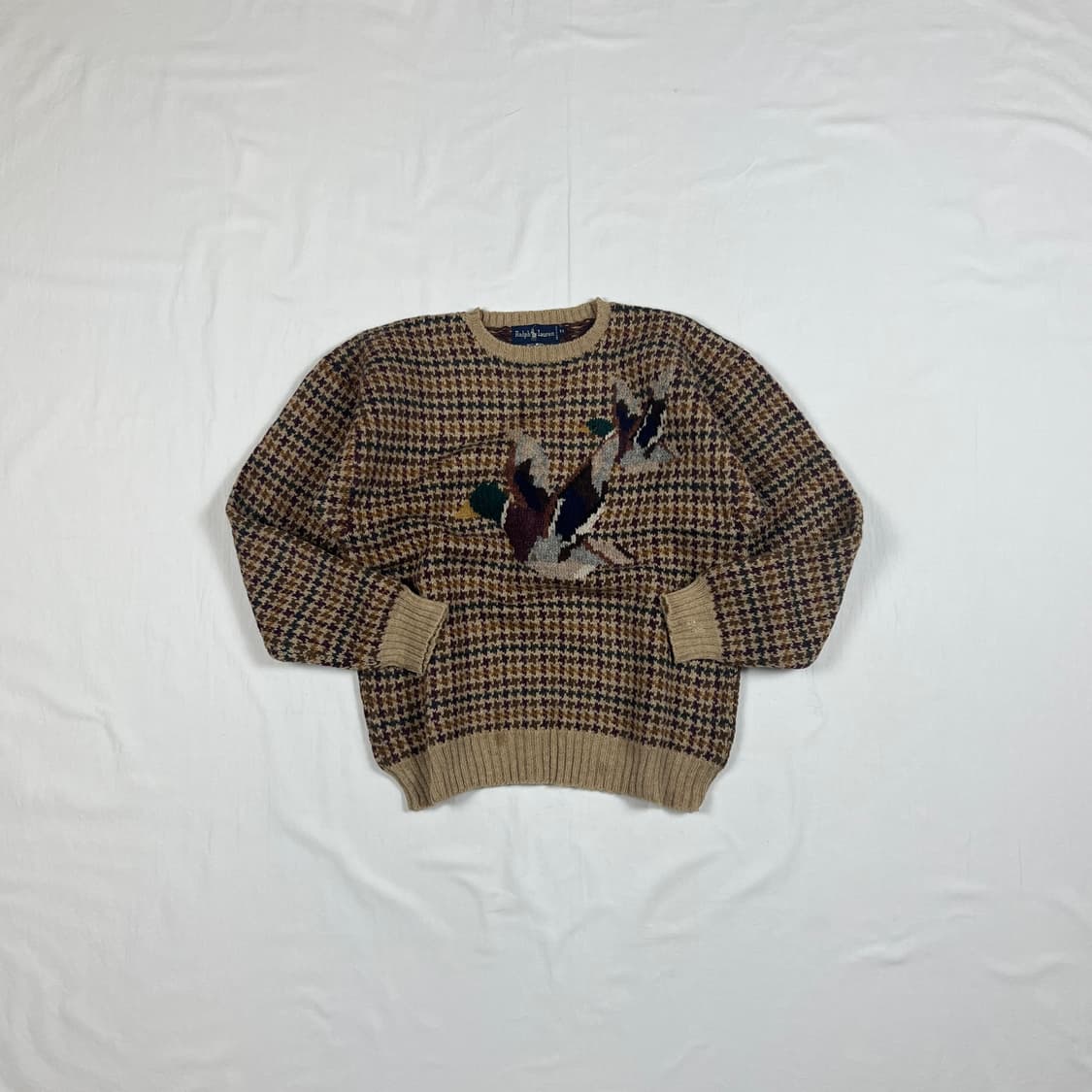 90‘s 폴로랄프로렌 천둥오리 체크 니트 스웨터 상품이미지1