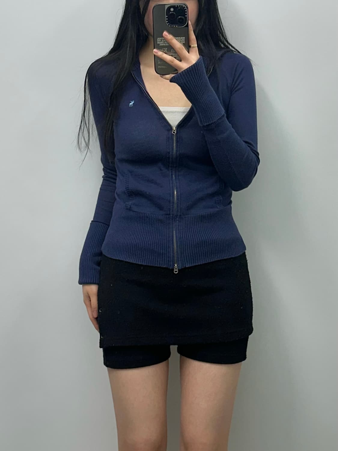 아베크롬비 산양로고 네이비 투웨이 니트집업 상품이미지1