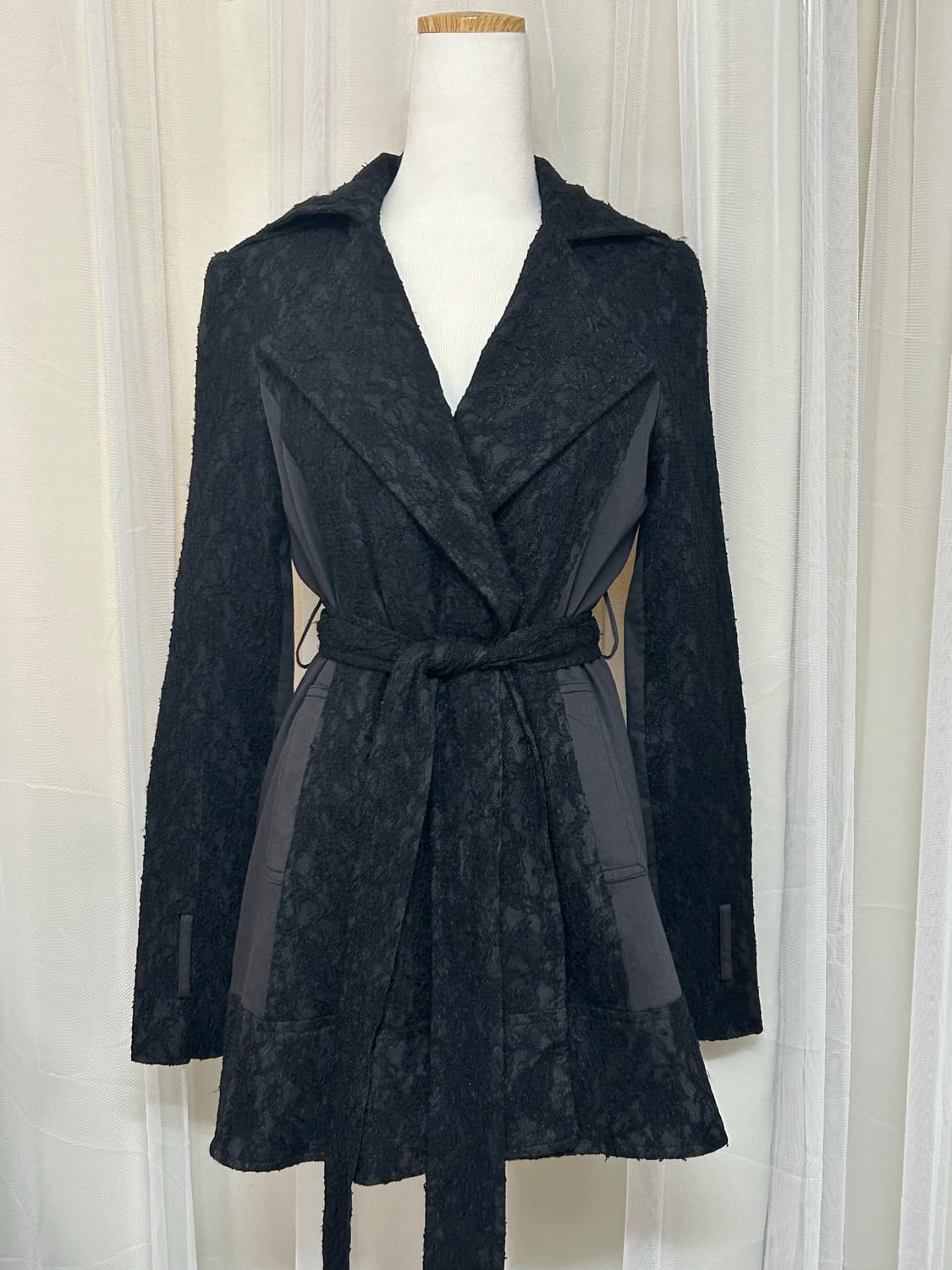 립서비스 플라워시스루 슬림핏 블랙 자켓,코트 오네갸루 고딕 상품이미지1