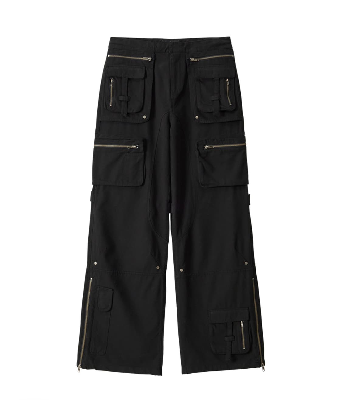 [택o 새상품] 우알롱 로우라이즈 워시드 커프 카고 팬츠 블랙 s 상품이미지1