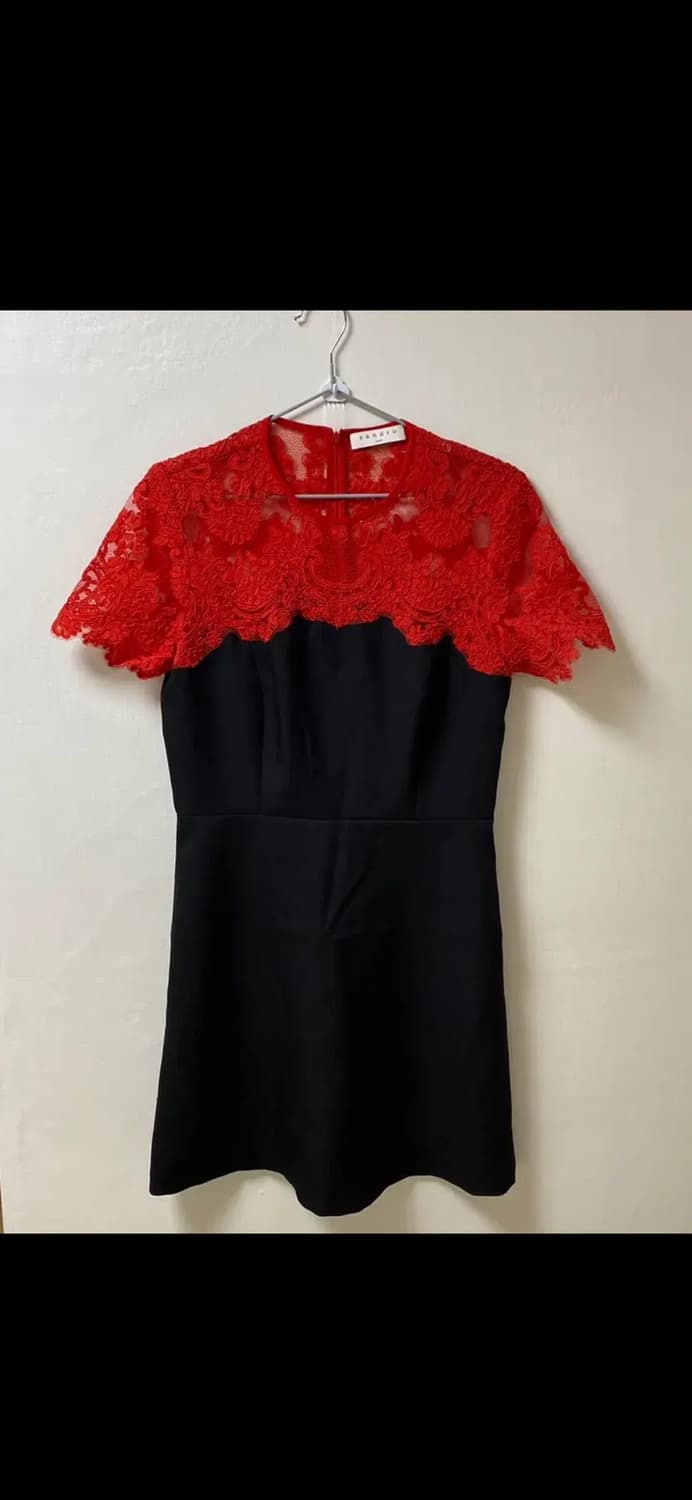 산드로 레드 레이스 원피스 상품이미지3