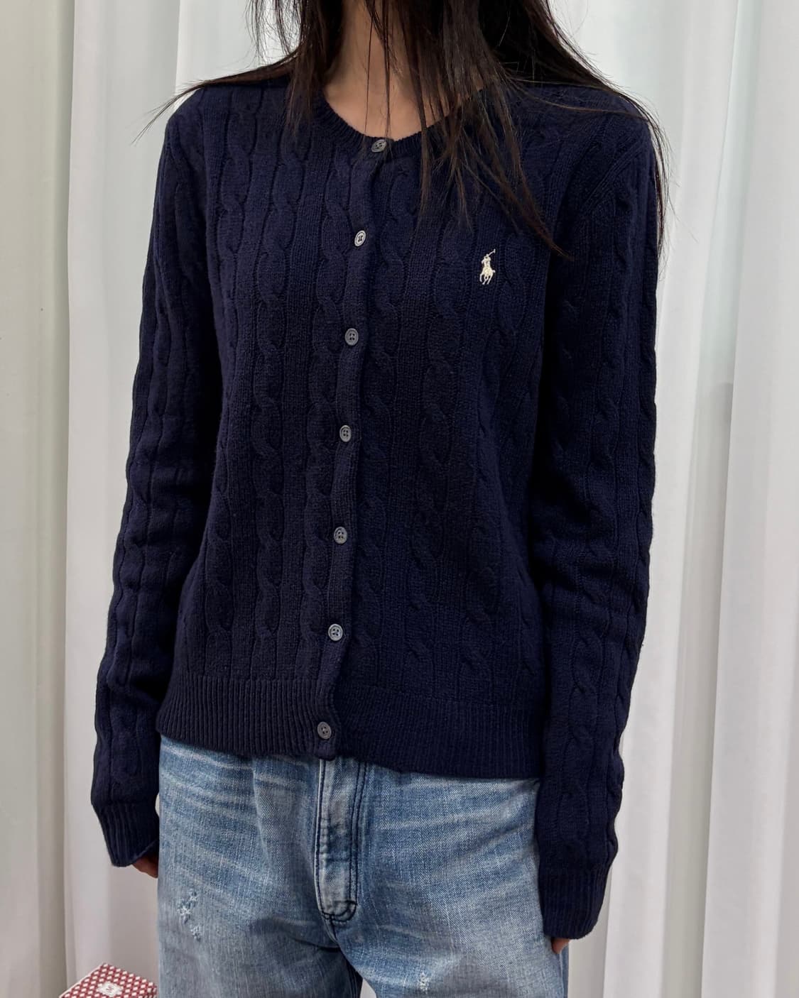 [M]폴로 랄프로렌 캐시미어 케이블 니트 가디건 navy 상품이미지1