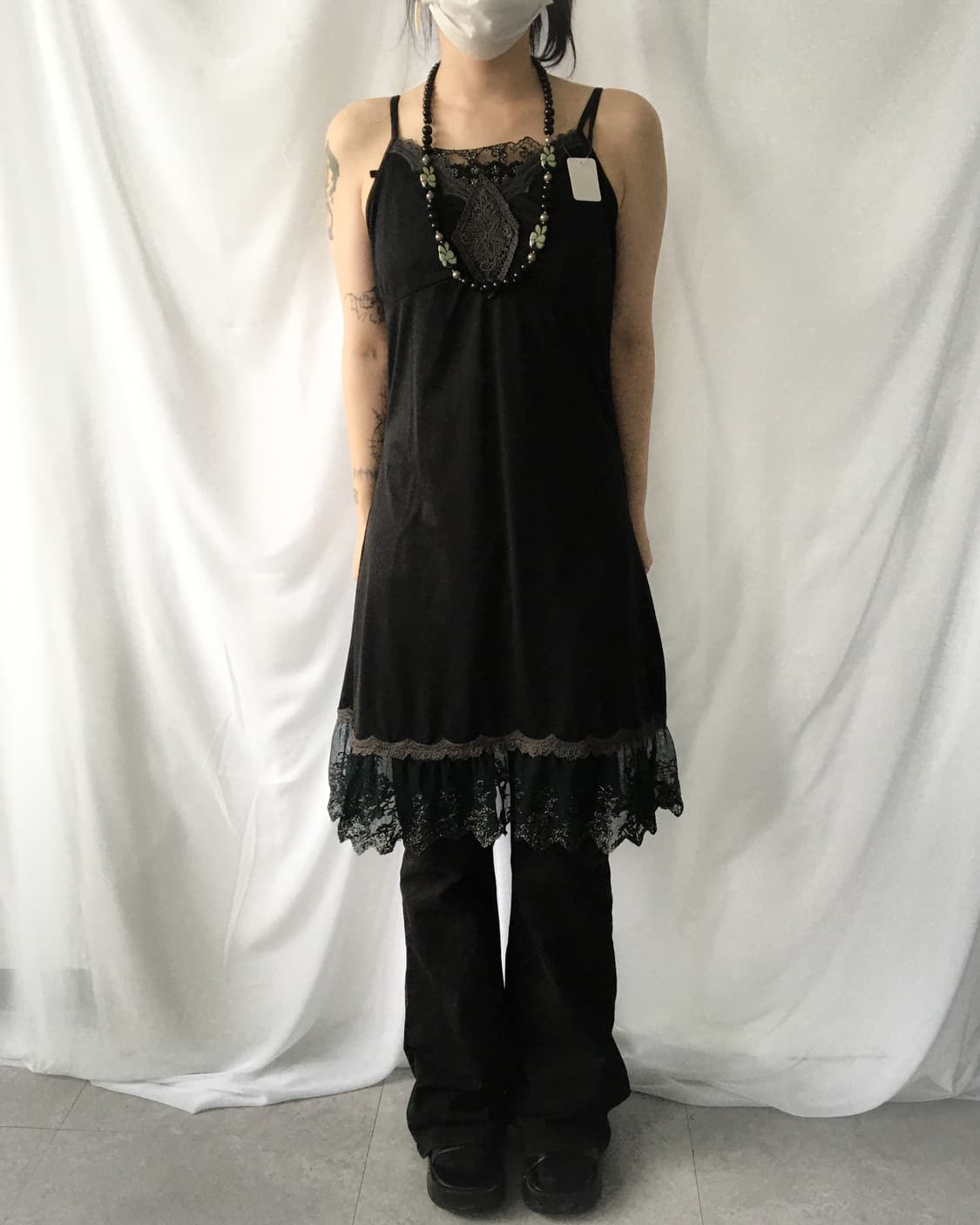 Lace trimming sleeveless onepiece 상품이미지1