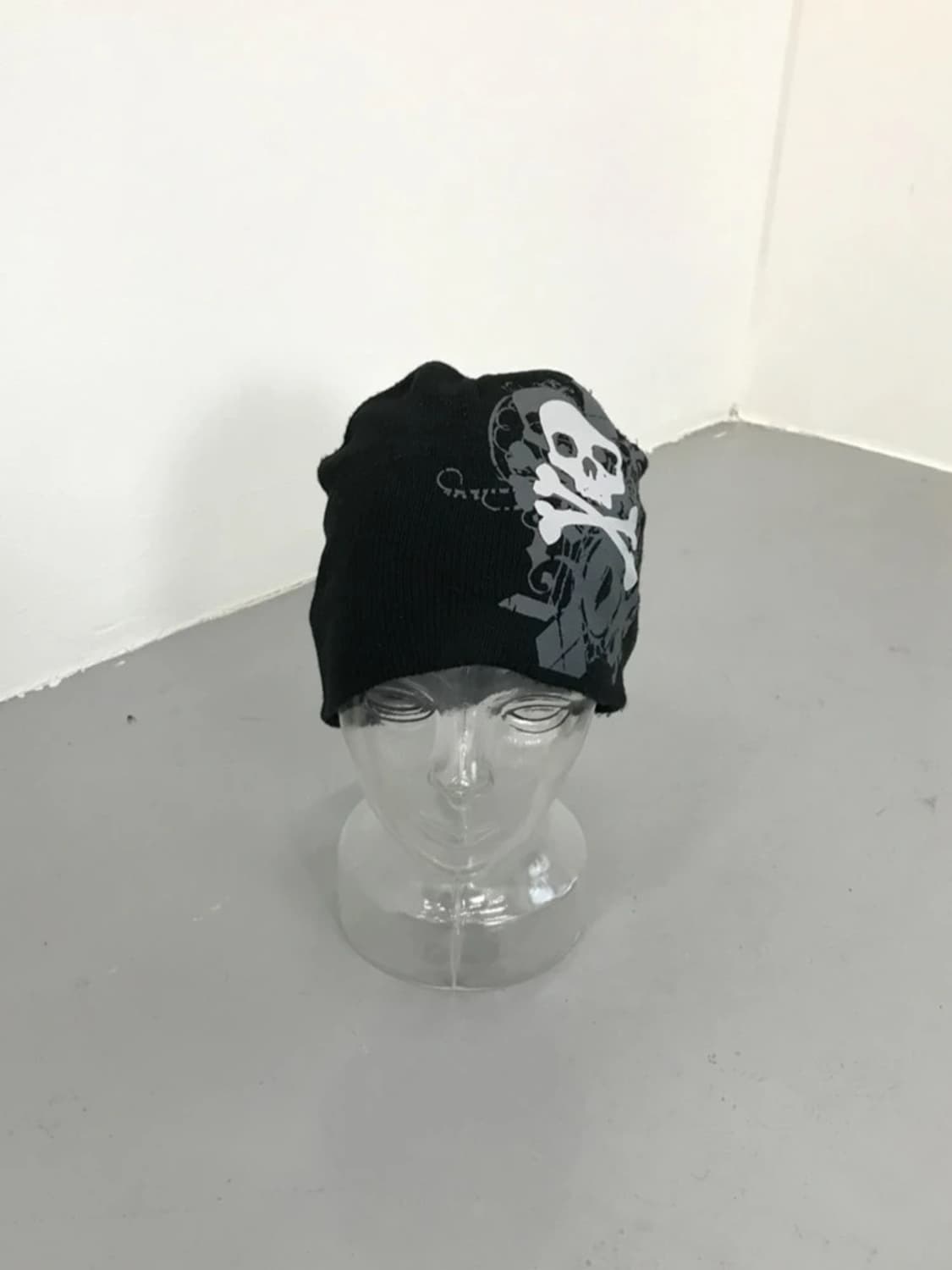 Y2K Skull Graphic Black Knit Beanie 상품이미지2