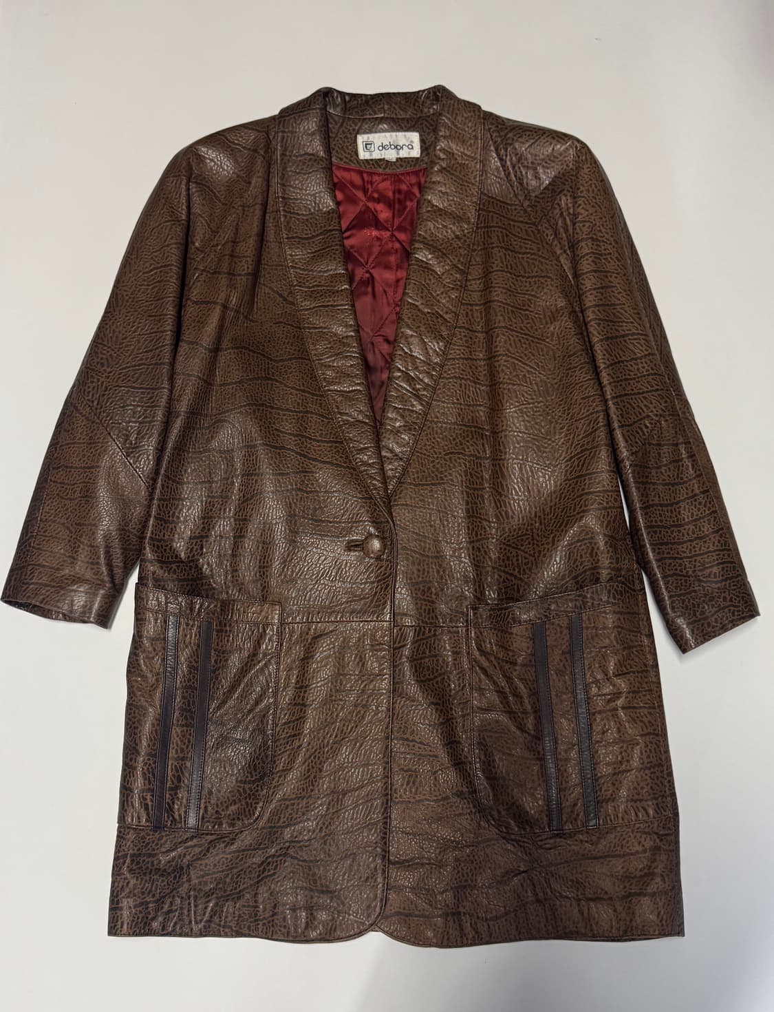 희귀!! 여성 80년대 악어 패턴 리얼 양가죽 코트 자켓 M ~ L 상품이미지1