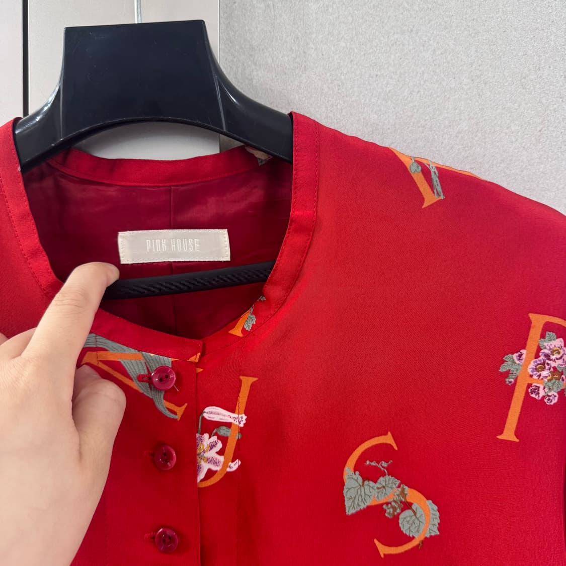 핑크하우스 레드 패턴 블라우스 상품이미지4