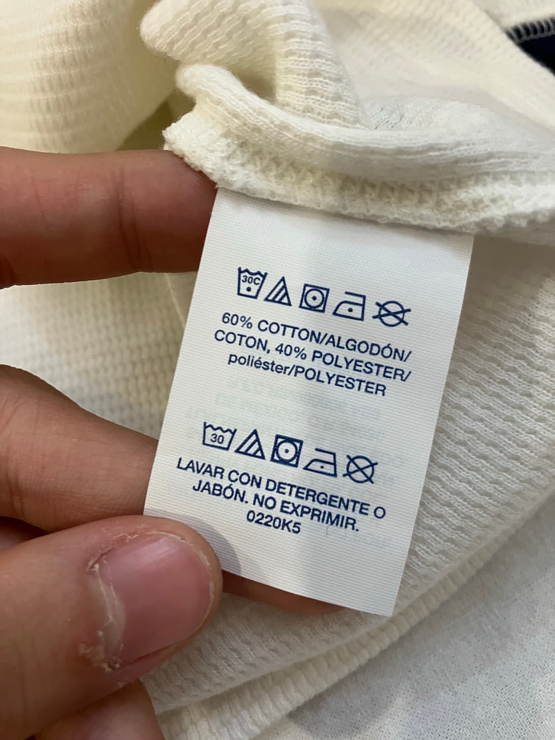 폴로 패치로고 써멀 와플 롱슬리브 링거티 화이트 상품이미지5