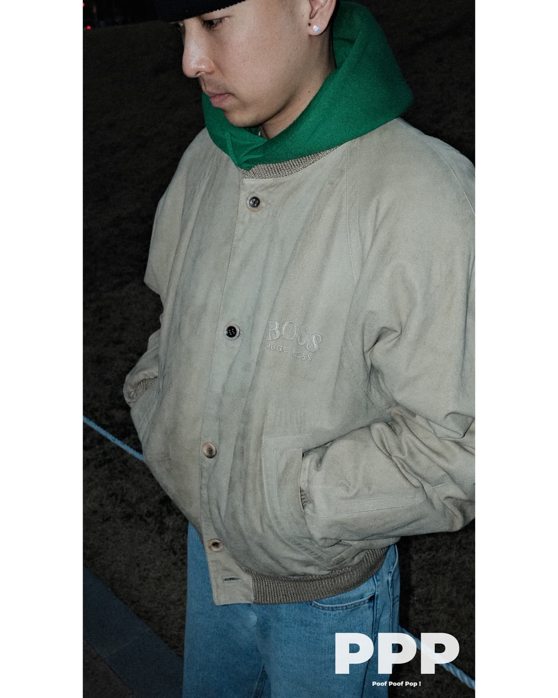 80’s Hugo Boss 스웨이드 레더 봄버 자켓 상품이미지1