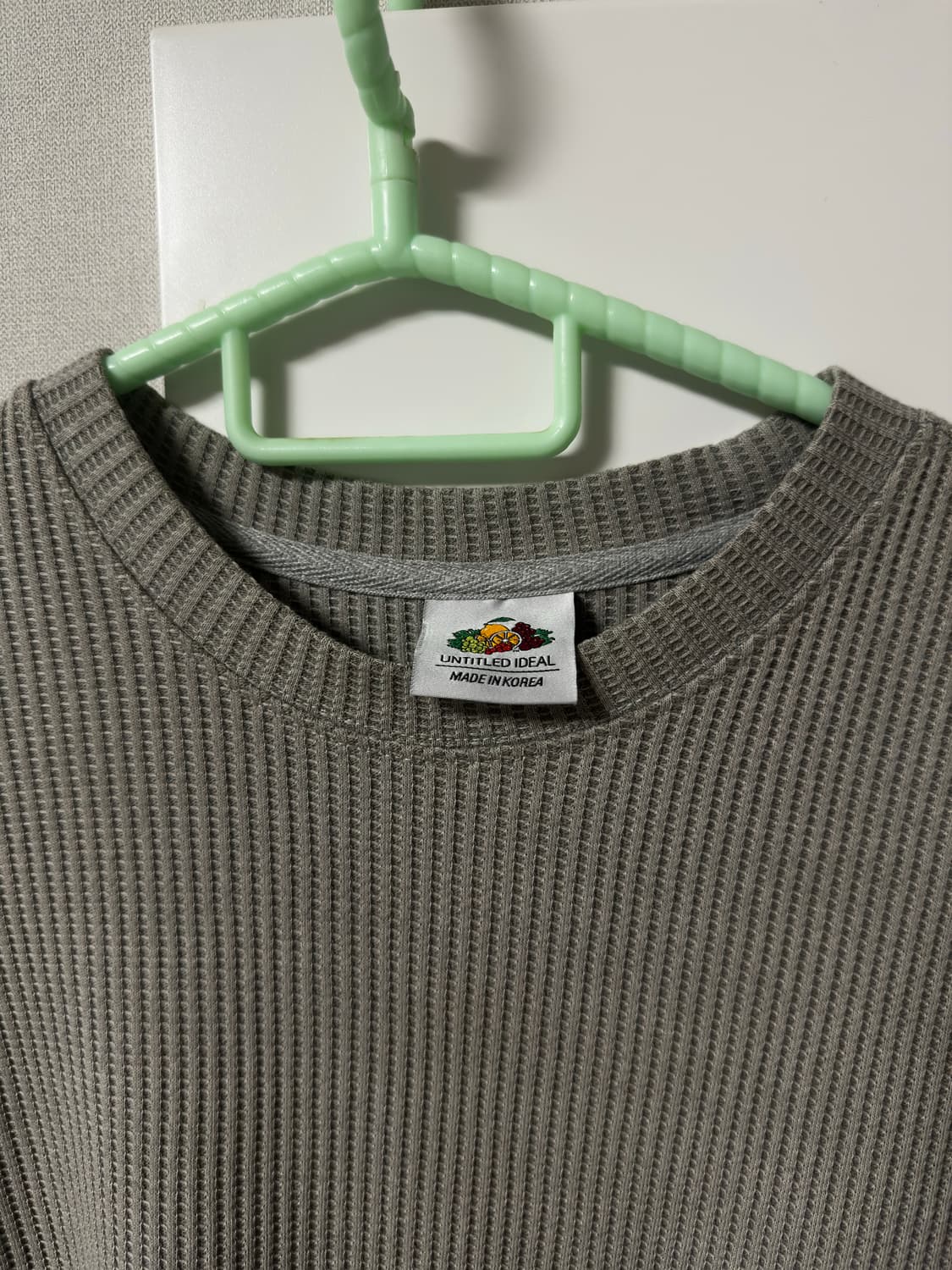 언타이틀아이딜 와플 롱슬리브 세이지그린 상품이미지3