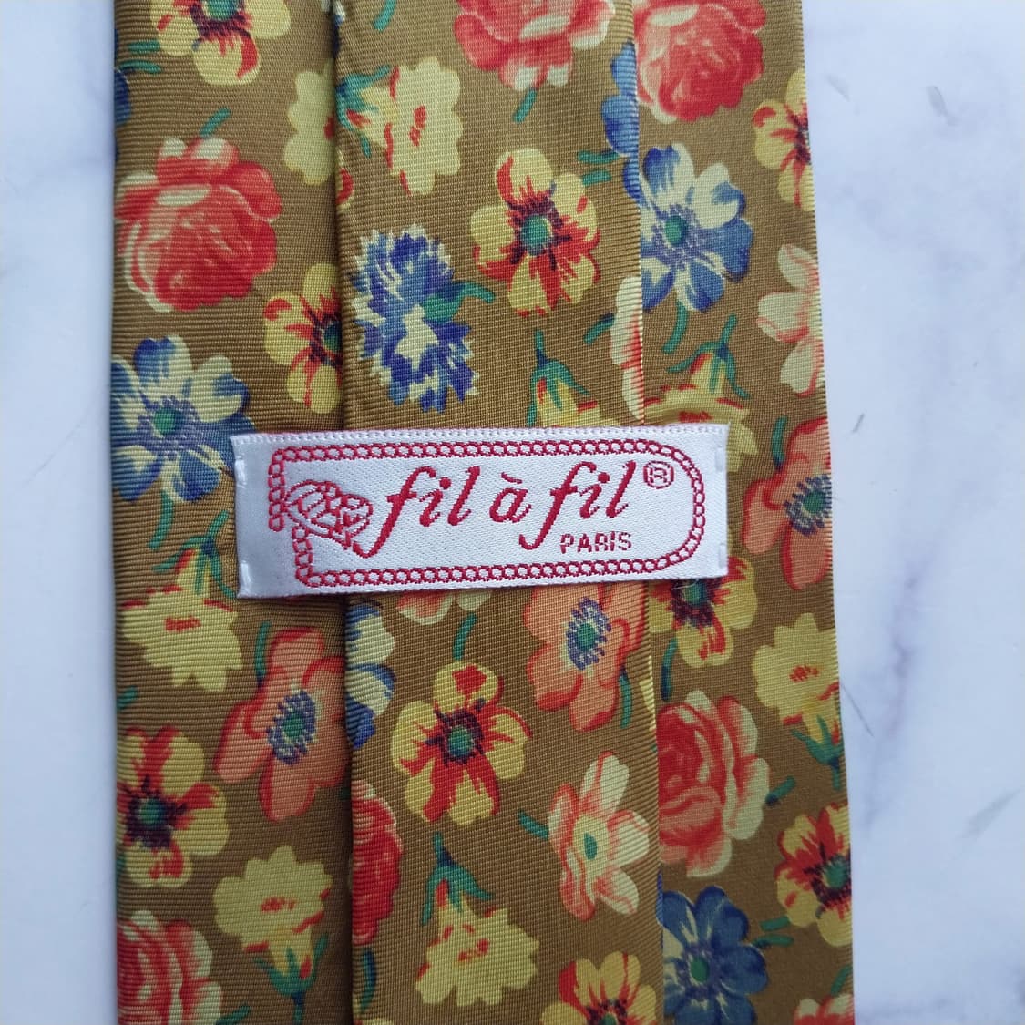 필아필 실크 브라운 플라워 패턴 넥타이 9.8cm A등급 K2312
 상품이미지7