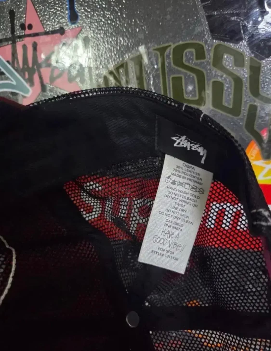 스투시 로우 프로 트러커 컷아웃 레더 스냅백 와인 상품이미지2