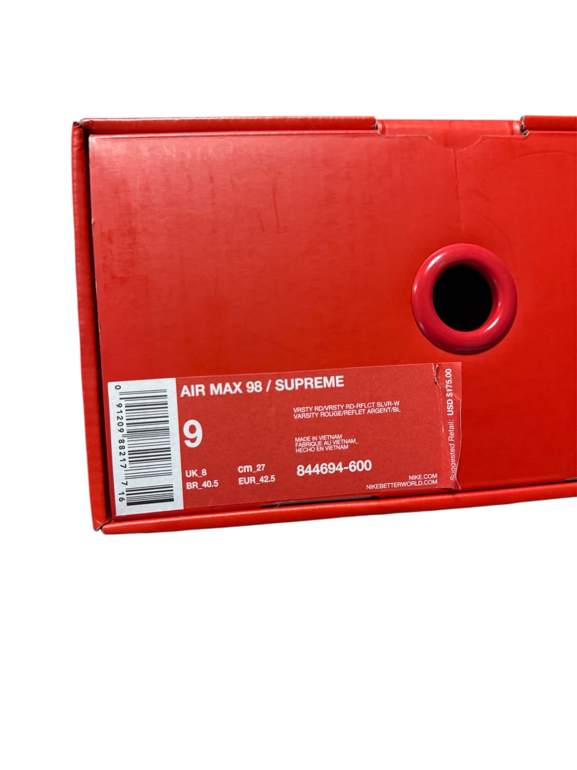 [270]나이키 x 슈프림 에어맥스 98 바시티 레드 16SS 상품이미지10