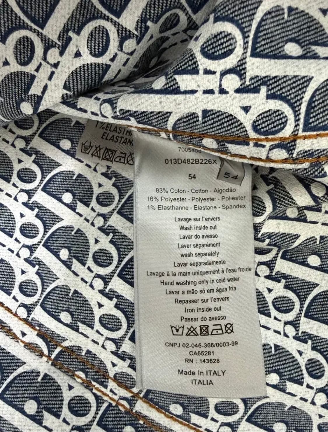 새상품 디올 오블리크 데님 청자켓 54 한글택 상품이미지3