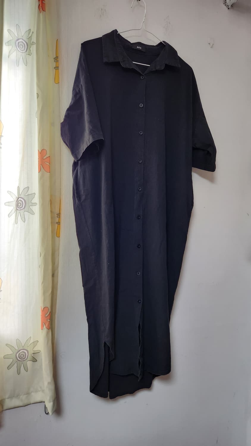 빅사이즈 ARA 검정색 셔츠형 롱 원피스99 상품이미지1