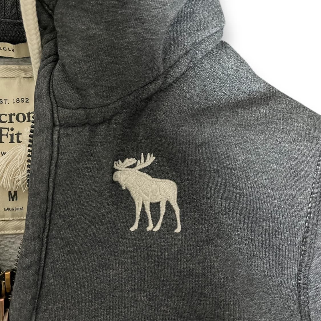 아베크롬비 자수로고 그레이 후드집업 상품이미지3
