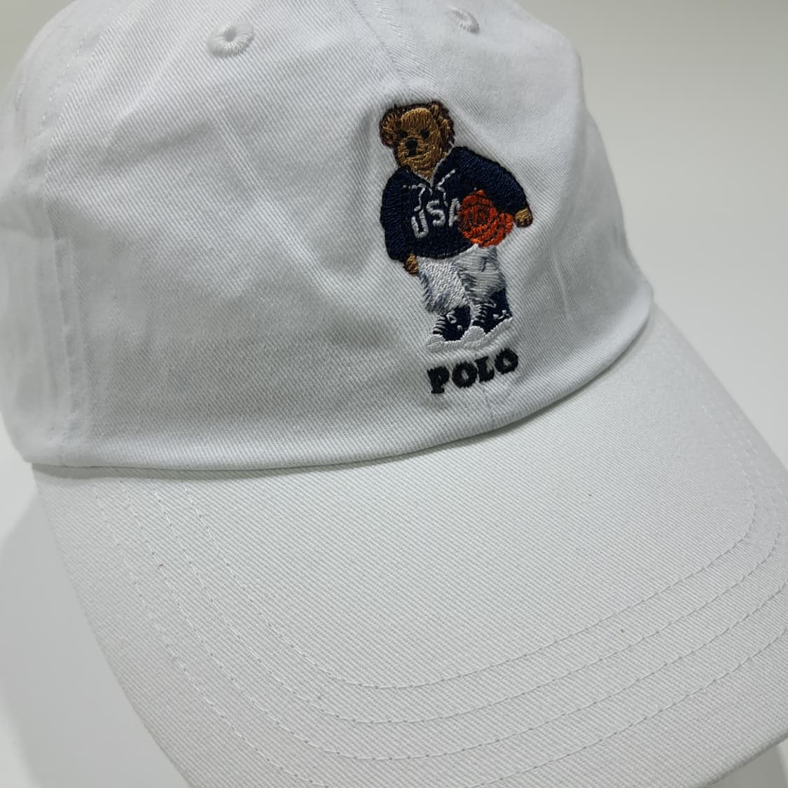 CL248 폴로 코튼 폴로베어자수 화이트 볼캡 모자 상품이미지1