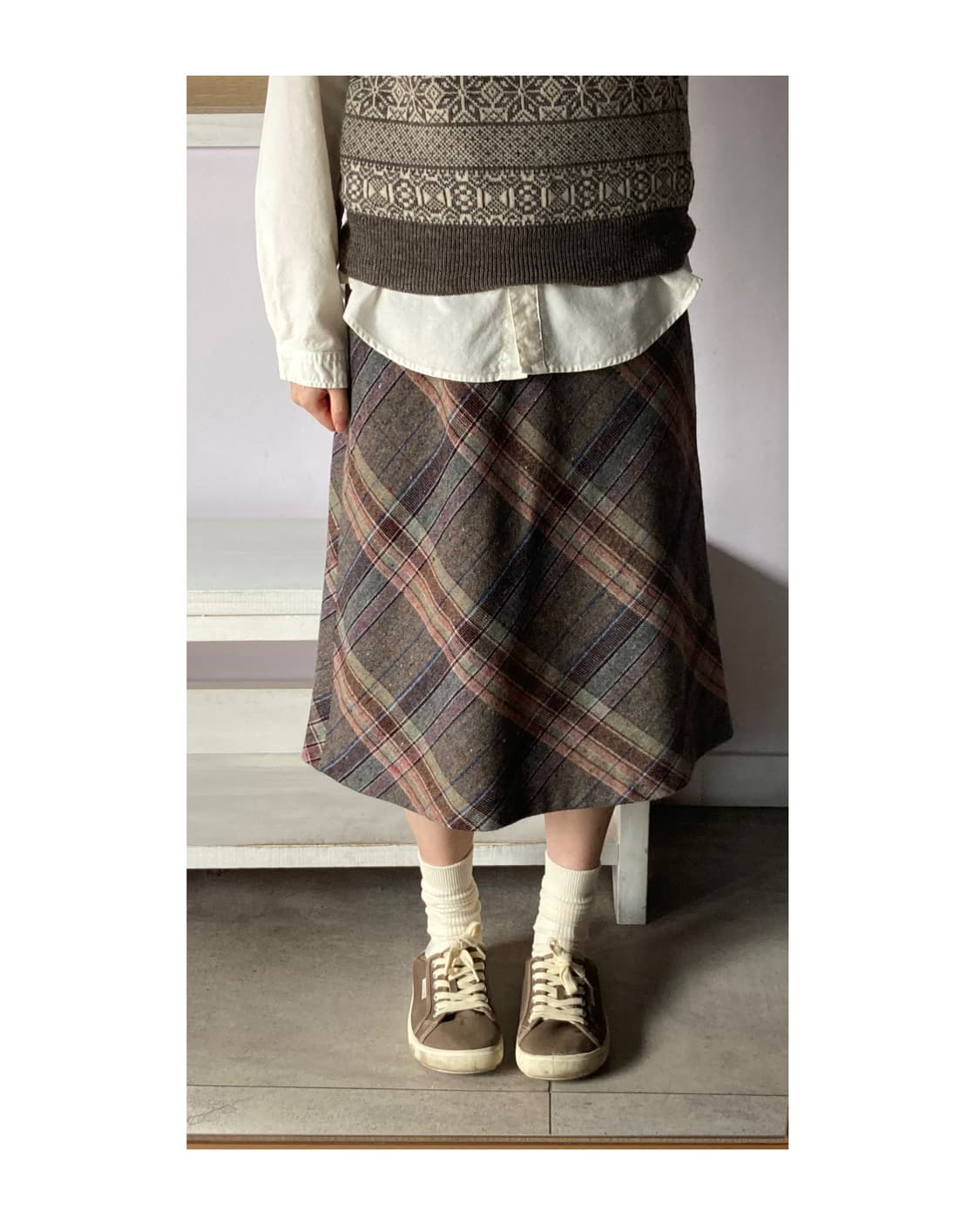핀터감성 울 체크 스커트  상품이미지1